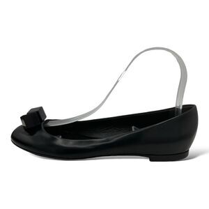 LOUIS VUITTON BLACK All Leather Ballet Flats w/Logo Cube Accents Sz 7US 37.5 EUR